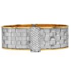 Kurtulan 18K Two-Tone Diamond Woven Bangle Bracelet