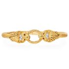 18K Yellow Gold Lion Head Ruby Diamond Bangle Bracelet