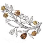 Estate 16.52ct GIA Natural Fancy Diamond Leaf Pin Brooch