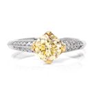 Designer BEAUDRY Natural Yellow Diamond Platinum Engagement Ring