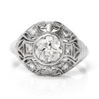  Antique 1.01cts Art Deco Diamond Platinum Engagement Ring