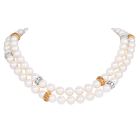 Estate 1960s 7.50cts Diamond Pearl 18K Gold Long Statement Necklace|Dover Jewelry|