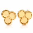 High Polish Large  Italian 18K Yellow Gold Clip-Back  Stud Earrings