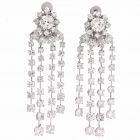 Sparkling 14.16cts Diamond Platinum Cascading Chandelier Earrings
