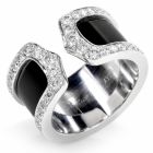 Cartier "Double C" Diamond &18K White Gold Open Band Ring