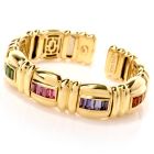 Jeffrey Stevens Rainbow Multi-Stone Gold Bangle Bracelet