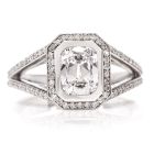 Diamond Pave Split Platinum Engagement Ring            