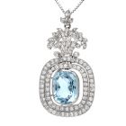 Tiffany & Co. Antique Floral Aquamarine Diamond Pendant 