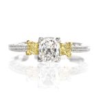 Tacori Three Stone GIA Yellow Diamond Heart Platinum 18K Engagement Ring