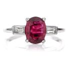 Natural GIA Ruby Diamond Platinum Engagement RIng