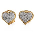 Buccellati Vintage Diamond 18K Gold Heart Clip on Earrings 