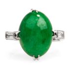 GIA 4.82 Carats Green Jade Diamond Platinum Cocktail Ring