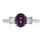 Vintage GIA NO HEAT Ruby Diamond Sophisticated Three Stone Ring