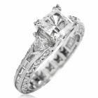Tacori Diamond Platinum 3 Stone Eternity Engagement Semi-mount Ring