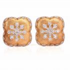 Diamond Snowflake Satin Finish Gold Clip On Earrings