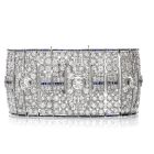 Art déco 50.06cts Diamond Sapphire Platinum Wide Bracelet-Dover Jewelry