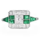 Asscher Cut Diamond 2.10cts Emerald Platinum Ring