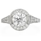 Estate 1.38 carats Diamond Platinum Halo Accent Engagement Ring |Dover Jewelry|