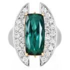 Green Tourmaline 8.06cts Diamond Platinum 18K Gold Sculptural Ring