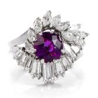 Vintage GIA Ruby  Diamond 18k Gold Ballerina Cocktail Ring 