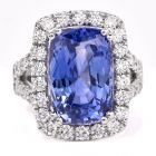 15.80ct GIA No-Heat Sapphire & Diamond 18K Cocktail Ring-Dover Jewelry
