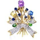 Tiffany Schlumberger Sapphire Floral Bouquet Lapel Brooch Pin