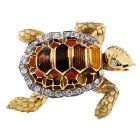 Vintage Diamond enamel 18K Gold Turtle Brooch Pin