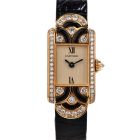 Cartier France Diamond Black Enamel 18K Gold Unique Wrist Watch