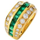 Tiffany & Co Diamond Emerald 18K Gold Channel Set Band Ring 