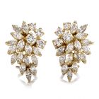 Estate Marquise Diamond 14K Gold Cluster Floral Clip On Earrings