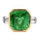 Estate Diamond 5.60ct Colombian Emerald 18K Gold Ring