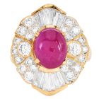 Estate Cabochon Ruby 6.52cts Diamond 18K Gold Cocktail Ring-Dover Jewelry