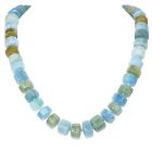Estate Aquamarine Hexagon Beaded 18 Karat Hook Necklace 