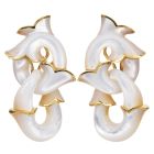 Angela Cummings Mother-of-Pearl Floral 18K Gold Link Drop Earrings