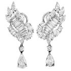 Vintage 7.70cts Diamond Platinum Bridal Drop Earrings