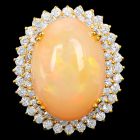 Large Opal 34.70carts Diamond 14K Gold Cabochon Halo Cocktail Ring|Dover Jewelry|