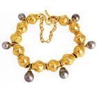 Jean Mahie 22K Yellow Gold Cultured Baroque Gray Pearl Bracelet