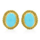 Turquoise 18K Gold Elegant Oval Clip On Earrings