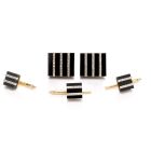 Pinstriped Diamond and Onyx Tuxedo Stud and Cufflink Set