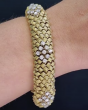 Vintage Hammered Nugget 18K Yellow Gold Diamond Flexible Bracelet. 690001