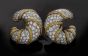 Vintage Diamond Platinum Gold Clip-Back Half Hoop Shrimp Earrings