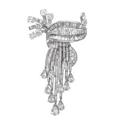 Vintage 21.90cts Diamond Platinum Tassel Brooch Pin-Dover Jewelry