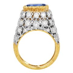 Vintage Mario Buccellati Ceylon Sapphire Diamond 18K Dome Ring|Dover Jewelry|