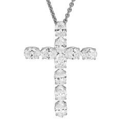 Cartier 7.18 carats Platinum  Diamond Cross Pendant Necklace 