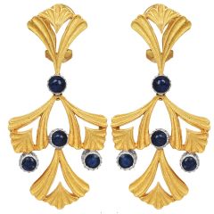 Buccellati Sapphire Vintage 18K Gold Dangle Drop Earrings