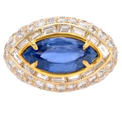  Burma No Heat Sapphire AGL Diamond 18k Gold  Marquise Ring
