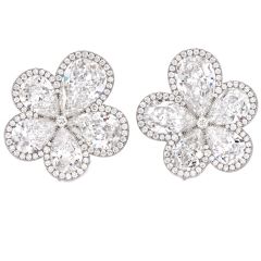 William Goldberg 14.90cttw Diamond Orchid Flower Cluster Platinum Earrings