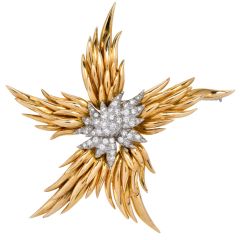 Tiffany & Co Jean Schlumberger Vintage Paris Flames 18K Diamond Brooch