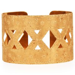 Buccellati Hand-Etched 18K Yellow Gold Open Cuff Bracelet|Dover Jewelry|