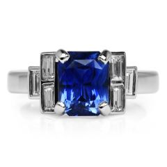 GIA 3.36 carats Ceylon Sapphire Diamond Platinum Engagement Ring